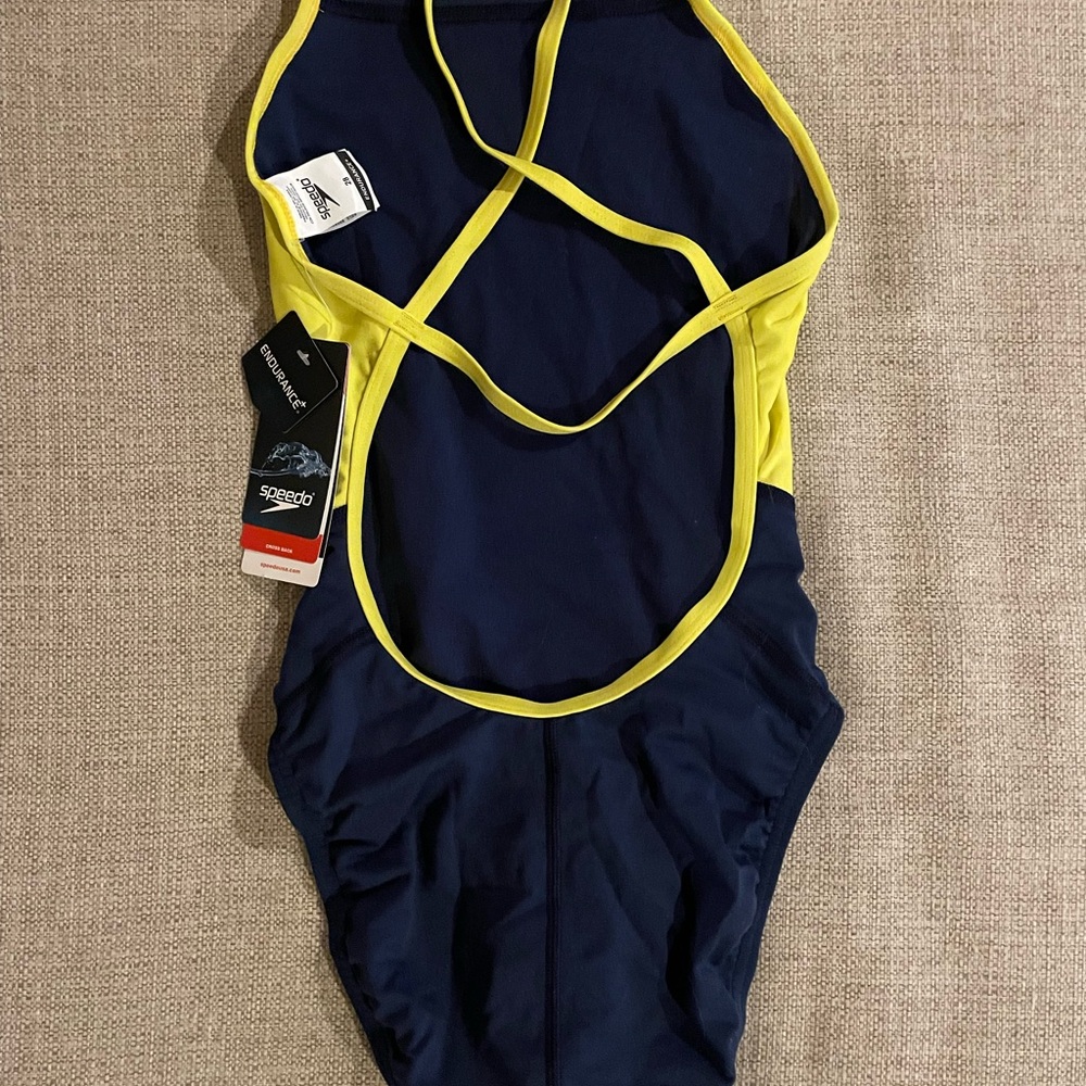 Speedo Endurance+ One Piece Swimsuit Women’s US Size 28 (XXS) Blue Gold - Picture 3 of 11